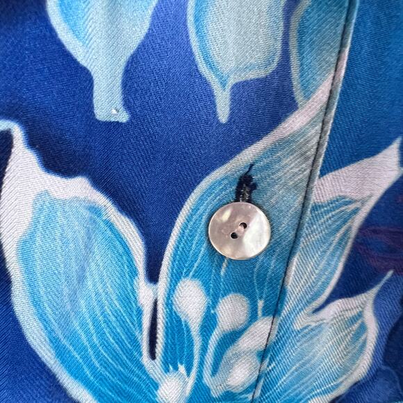 Caribbean Joe Hawaiian Silk Blend Floral Short Sleeve Shirt Women's Size Medium - Picture 4 of 6